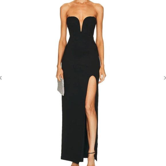 NWOT NICHOLAS Tena Deep V Sweetheart Gown in Black size 4 - Picture 1 of 9